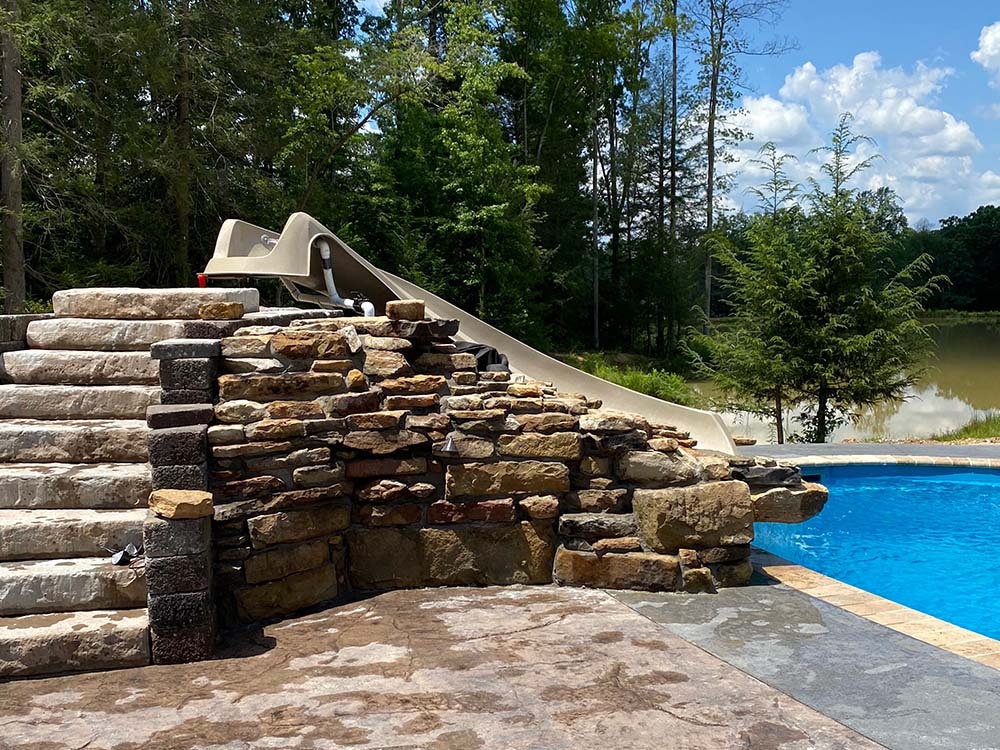 Family-friendly vinyl pool with shallow entry