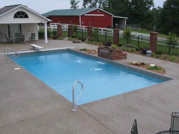 Vinyl pool with modern landscaping