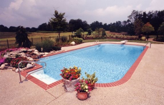 brick edge area of pool style