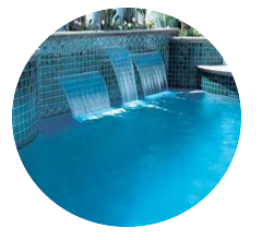 pool features, waterfall